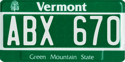 VT license plate ABX670