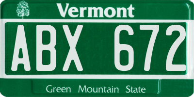 VT license plate ABX672