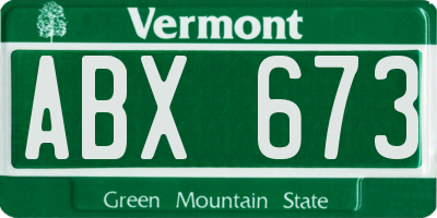 VT license plate ABX673