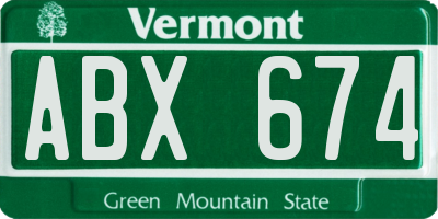 VT license plate ABX674