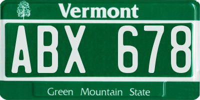VT license plate ABX678