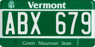 VT license plate ABX679