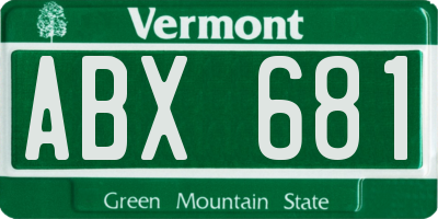 VT license plate ABX681