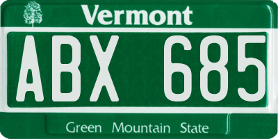 VT license plate ABX685
