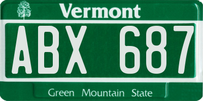 VT license plate ABX687