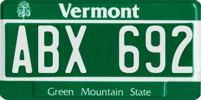 VT license plate ABX692