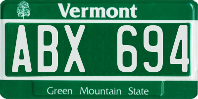 VT license plate ABX694