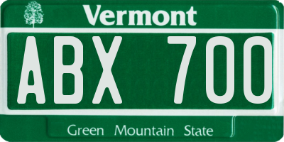 VT license plate ABX700