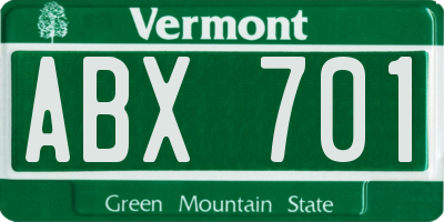 VT license plate ABX701