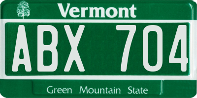 VT license plate ABX704