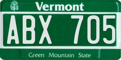 VT license plate ABX705