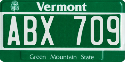 VT license plate ABX709