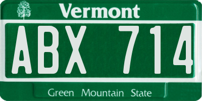 VT license plate ABX714