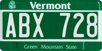 VT license plate ABX728
