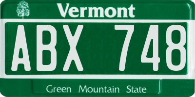 VT license plate ABX748