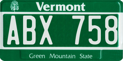 VT license plate ABX758