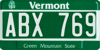 VT license plate ABX769