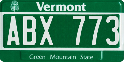 VT license plate ABX773
