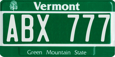 VT license plate ABX777