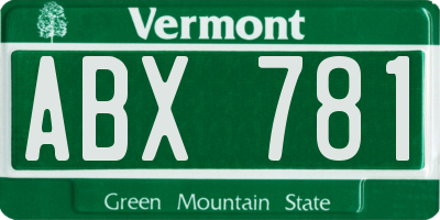 VT license plate ABX781