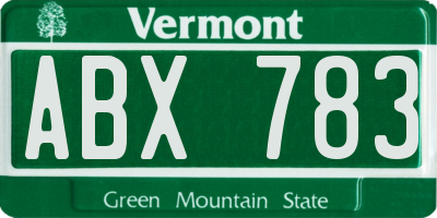 VT license plate ABX783