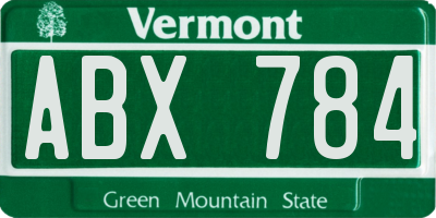 VT license plate ABX784