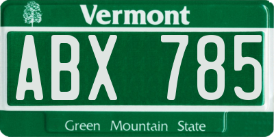 VT license plate ABX785