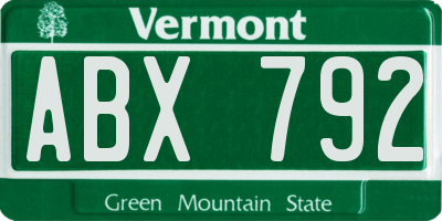 VT license plate ABX792