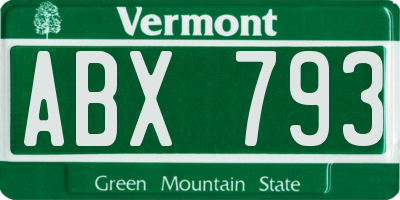 VT license plate ABX793