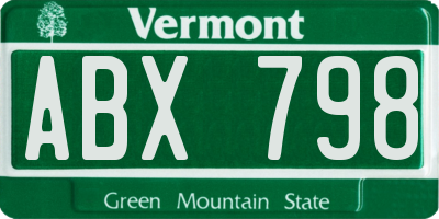 VT license plate ABX798
