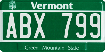VT license plate ABX799