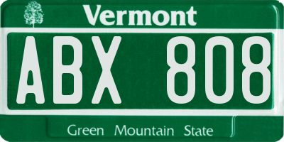 VT license plate ABX808