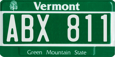 VT license plate ABX811