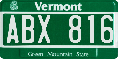 VT license plate ABX816