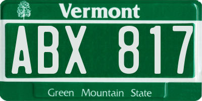 VT license plate ABX817