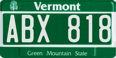 VT license plate ABX818