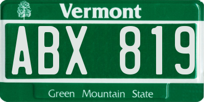 VT license plate ABX819