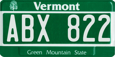 VT license plate ABX822