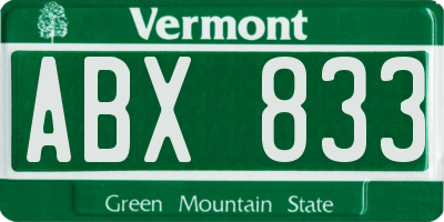 VT license plate ABX833