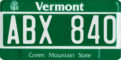 VT license plate ABX840