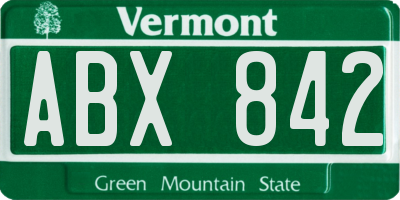 VT license plate ABX842