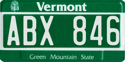 VT license plate ABX846
