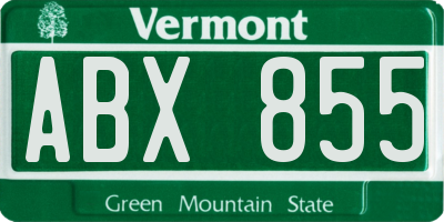 VT license plate ABX855