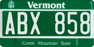 VT license plate ABX858