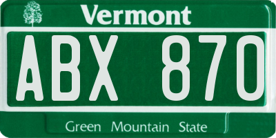 VT license plate ABX870