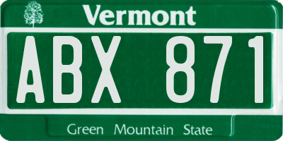 VT license plate ABX871