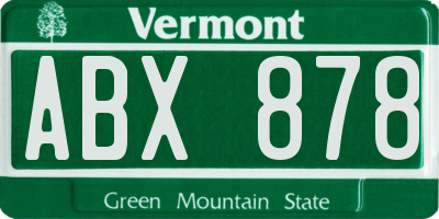 VT license plate ABX878