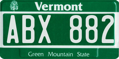 VT license plate ABX882