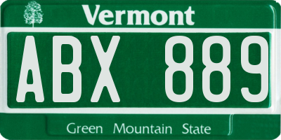 VT license plate ABX889