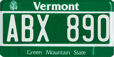 VT license plate ABX890